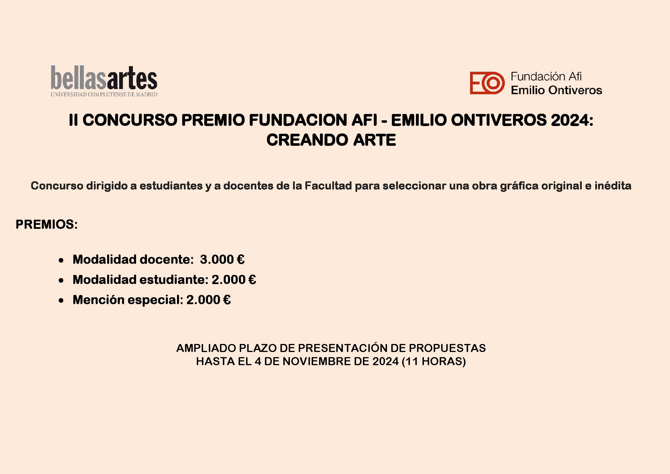 “II CONCURSO PREMIO FUNDACION AFI - EMILIO ONTIVEROS 2024: CREANDO ARTE (ampliado plazo de presentación de propuestas hasta el 4 de noviembre, 11 h.)